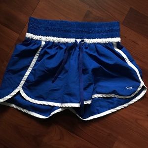 Blue and white athletic Champion shorts